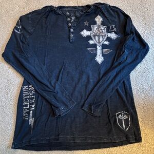 Affliction Live Fast long sleeved graphic t-shirt.